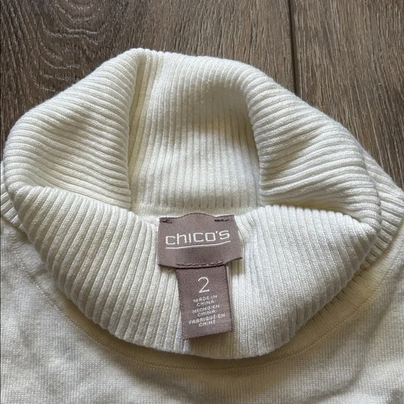 Chico's Off-White Ribbed Turtleneck - Picture 2 of 7